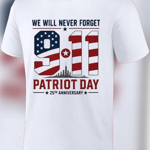 We Will Never Forget 9/11 Patriot Day 25th Anniversary Tee, September 11 Memorial Remembrance Graphic Shirt