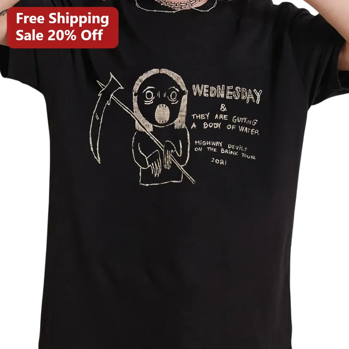 Wednesday They Are Gutting a Body of Water Highway Devils On the Brink Tour 2021 Tee, Indie Rock Band Concert Merch