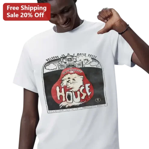 Welcome to a Movie House Tee, Vintage 1977 Cult Horror Film Graphic Shirt for Retro Cinema Fans, Nobuhiko Obayashi House Movie Gift