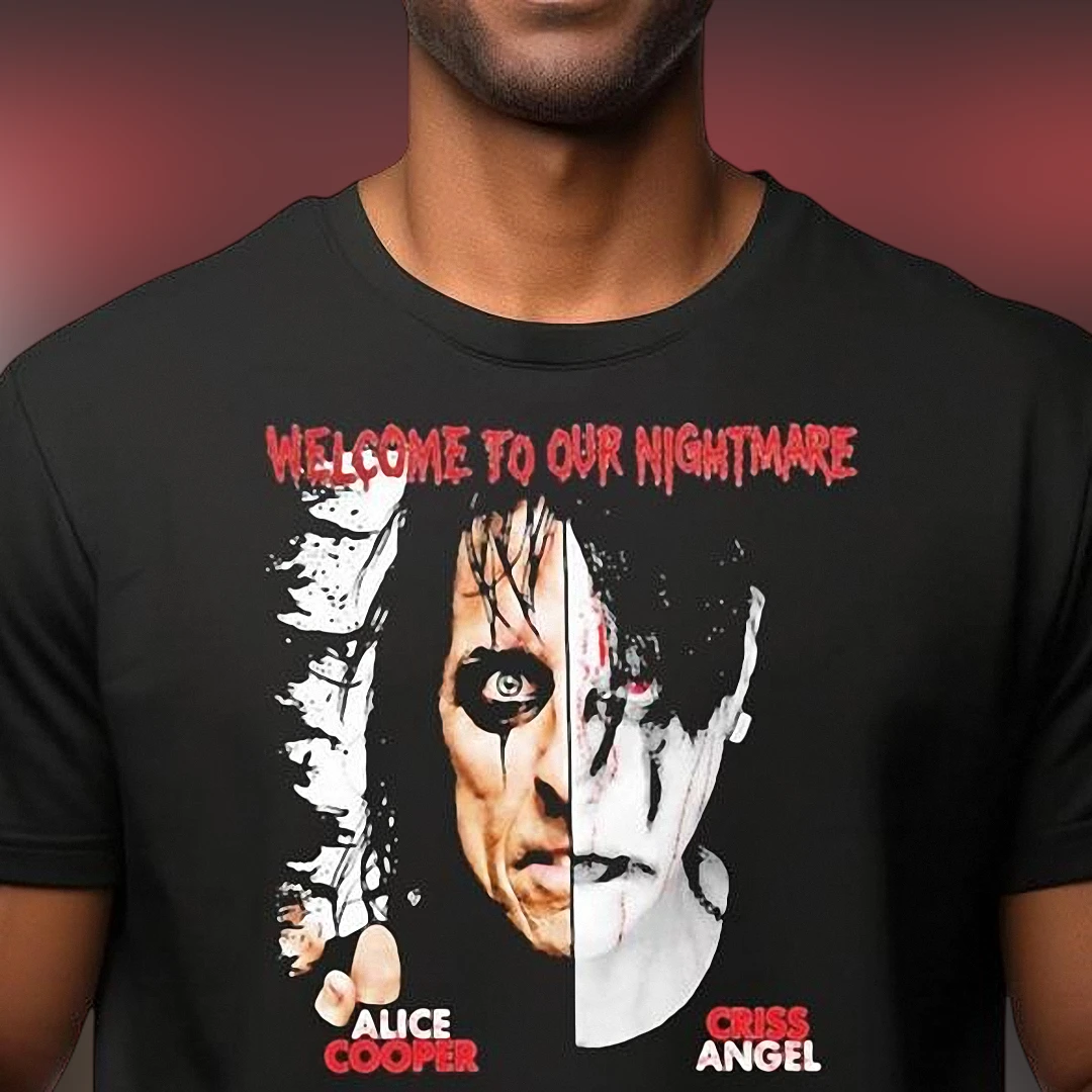 Welcome to Our Nightmare Alice Cooper Criss Angel Graphic Tee, Horror Rock Tour Souvenir Shirt