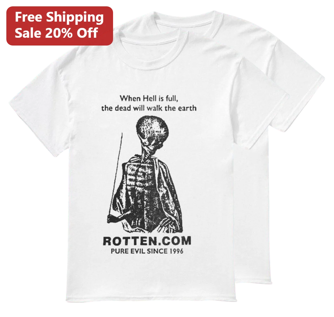 When Hell Is Full The Dead Will Walk The Earth Tee Pure Evil Since 1996 Vintage Horror Graphic T-Shirt