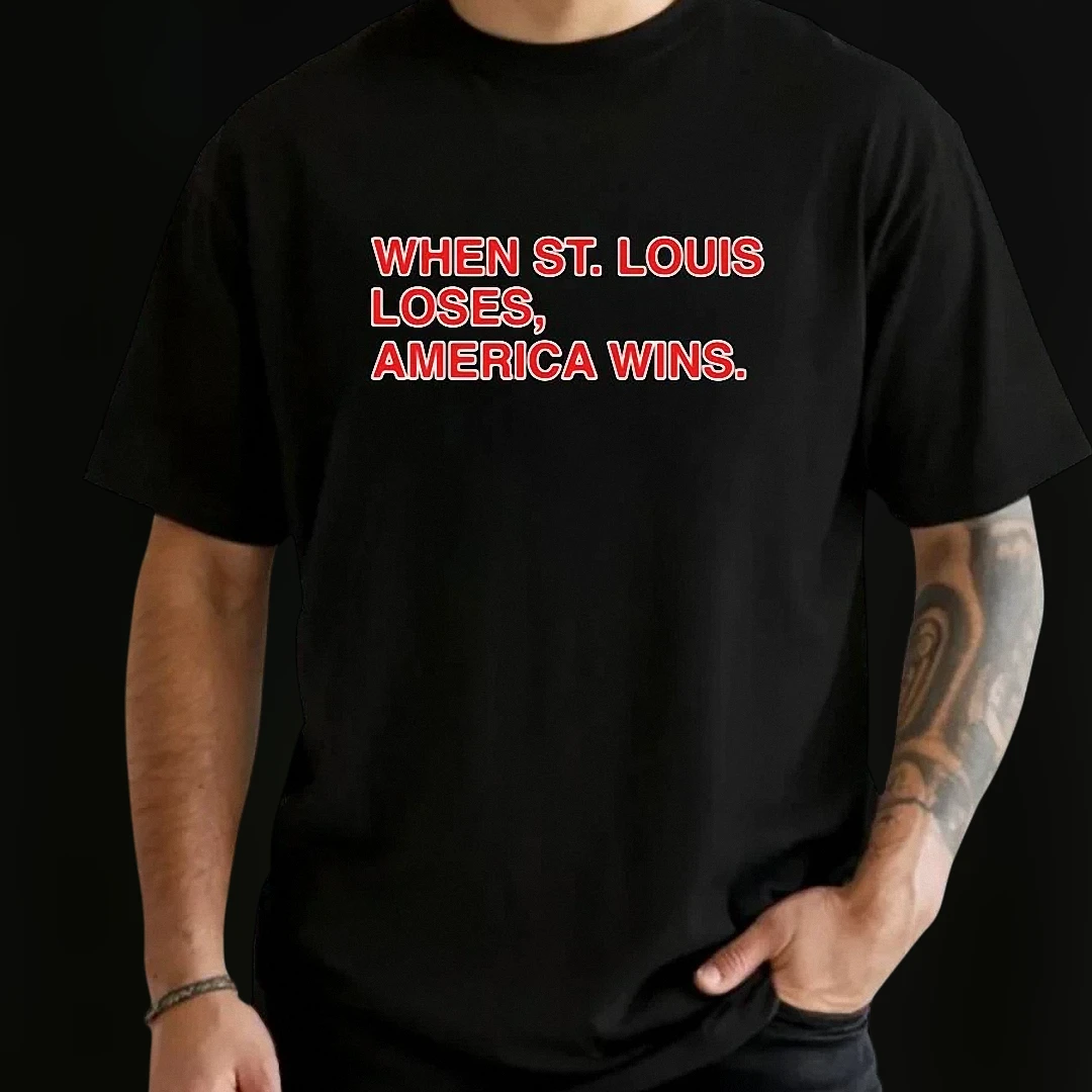 When St. Louis Loses America Wins Tee, Funny Sports Rivalry Game Day Shirt, Sarcastic Baseball Trash Talk Fan Gift