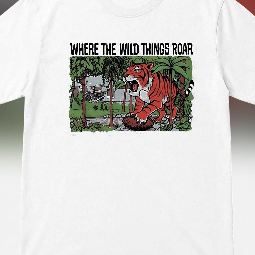 Where The Wild Things Roar Tee Funny Football Tiger Graphic Shirt for Fans