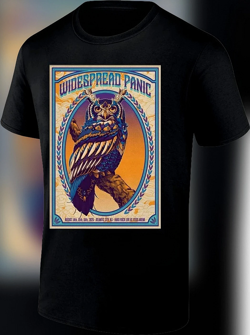 Widespread Panic Atlantic City Concert Tour Tee, Vintage Owl Jam Band Music Graphic Shirt for Fans