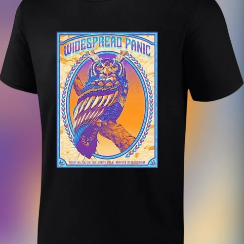 Widespread Panic Concert Poster Owl Graphic Tee, Retro Jam Band Tour Shirt Gift for Music Fans