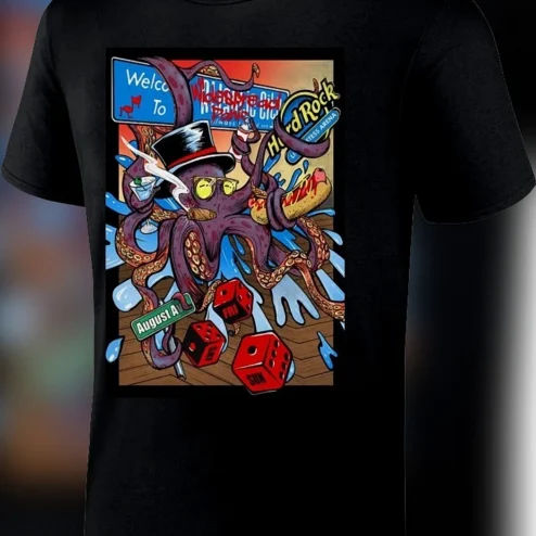 Widespread Panic Hard Rock Atlantic City August 2026 Concert Tee, Octopus Graphic Rock Band Souvenir Shirt