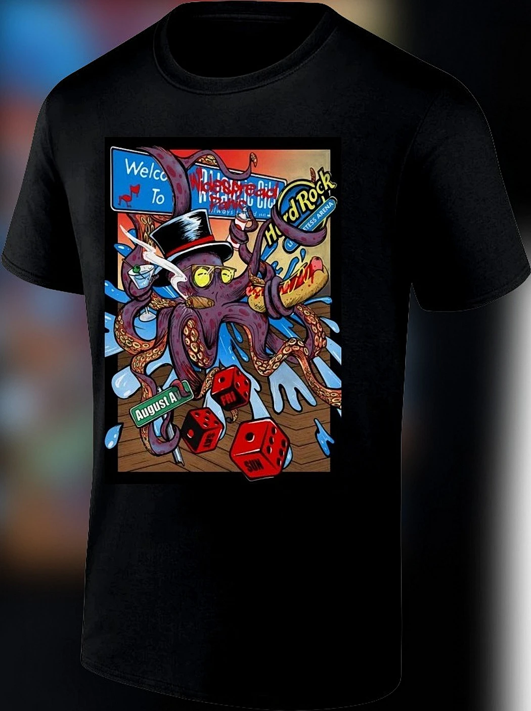 Widespread Panic Hard Rock Atlantic City August 2026 Concert Tee, Octopus Graphic Rock Band Souvenir Shirt