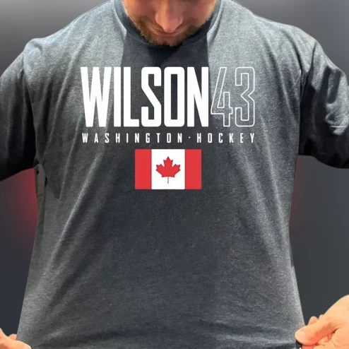Wilson 43 Washington Hockey Tee, Tom Wilson Canada Flag Sports Fan Shirt Gift