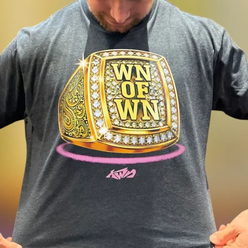 WN OF WN Championship Ring Graphic Tee, Gold Diamond Ring Winner Sports Shirt