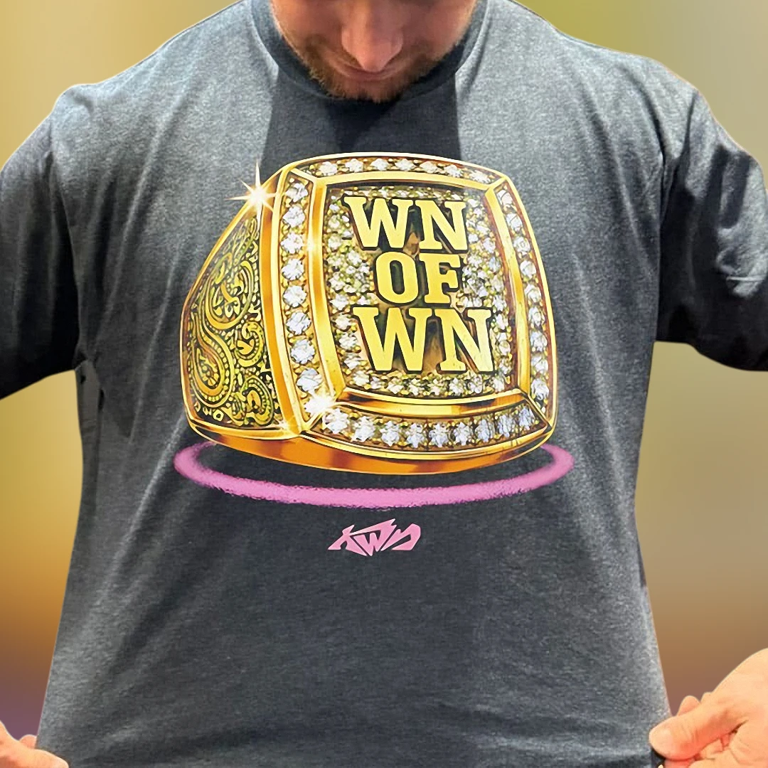 WN OF WN Championship Ring Graphic Tee, Gold Diamond Ring Winner Sports Shirt