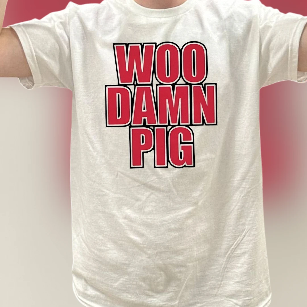 Woo Damn Pig Tee Slogan Game Day Tailgate Graphic Shirt Gift for College Football Fans