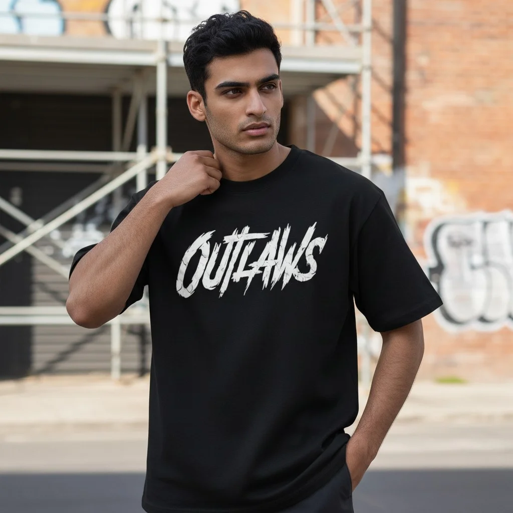 Outlaws Distressed Grunge Streetwear Tee for Men