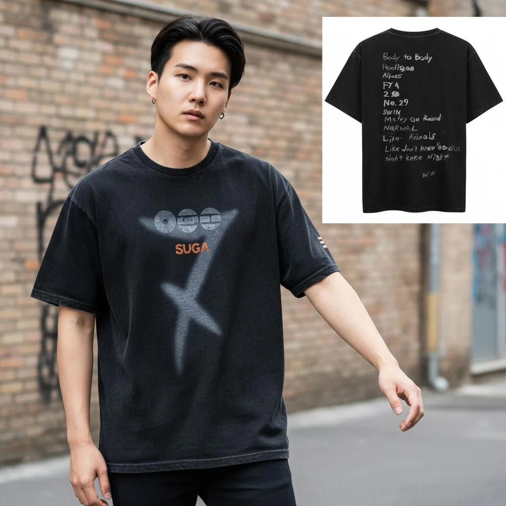 SUGA ARIRANG Tracklist Graphic Tee Kpop Vintage Streetwear Shirt