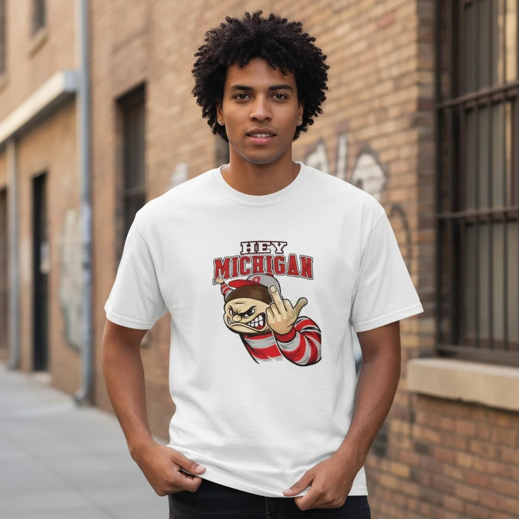 Hey Michigan College Football Rivalry Tee Funny Anti Michigan Graphic Shirt