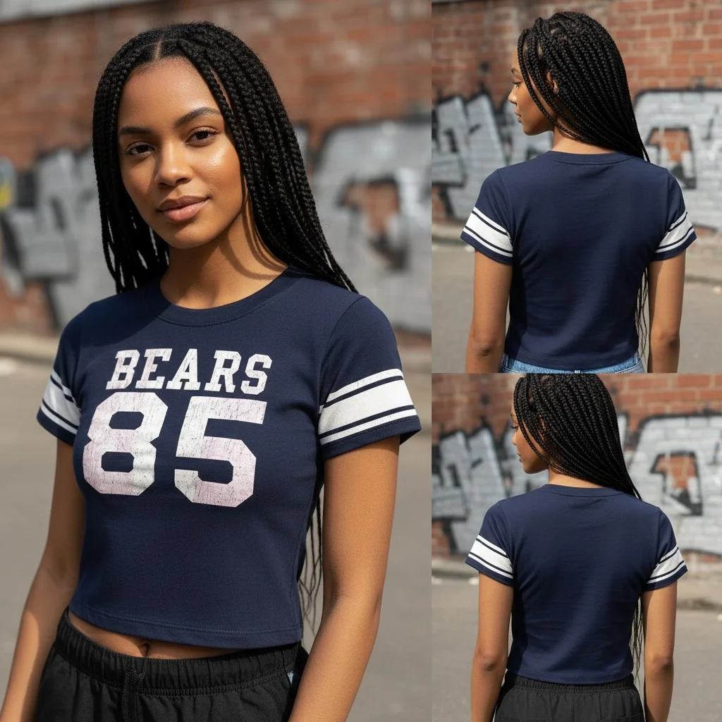 Bears 85 Vintage Crop Top for Women Retro Football Fan Tailgate Shirt
