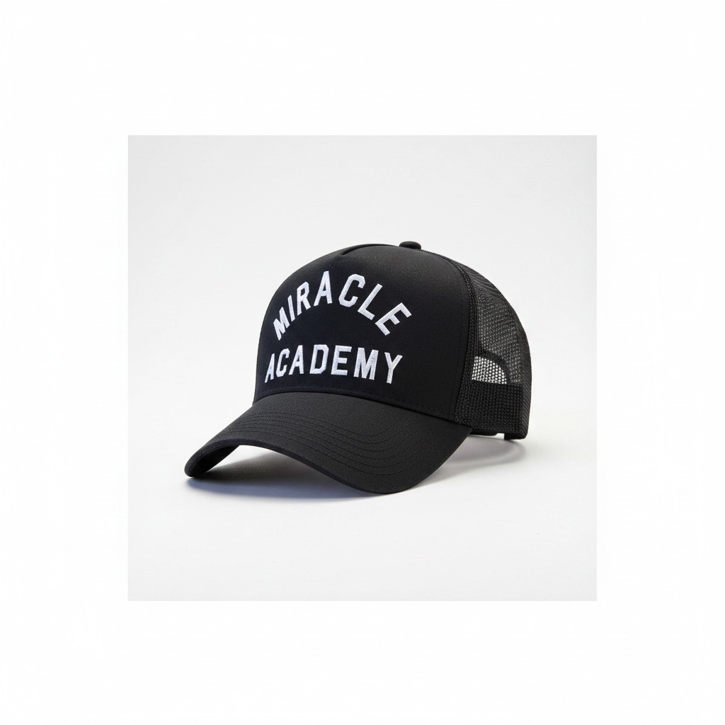 Miracle Academy Trucker Hat Black Mesh Back Adjustable Cap