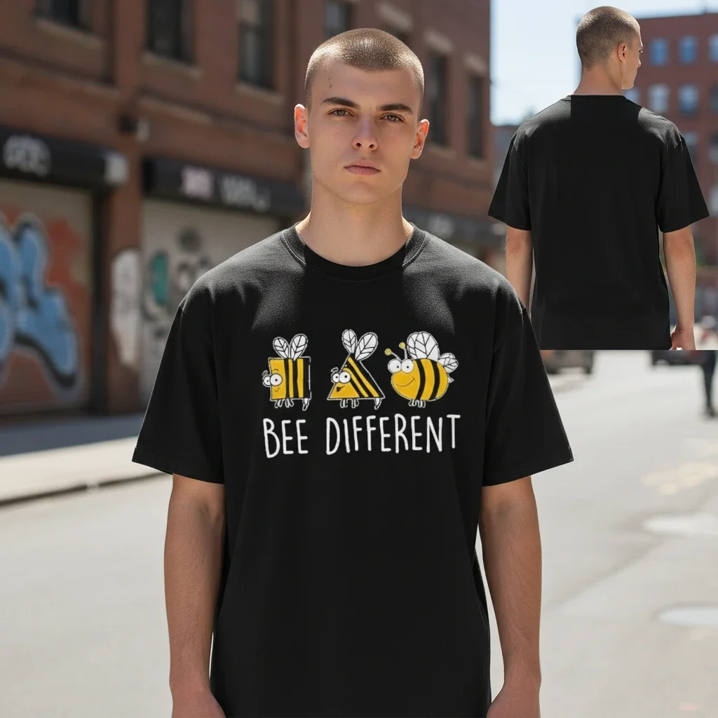 Bee Different Cute Bee Pun Graphic Tee for Men and Women