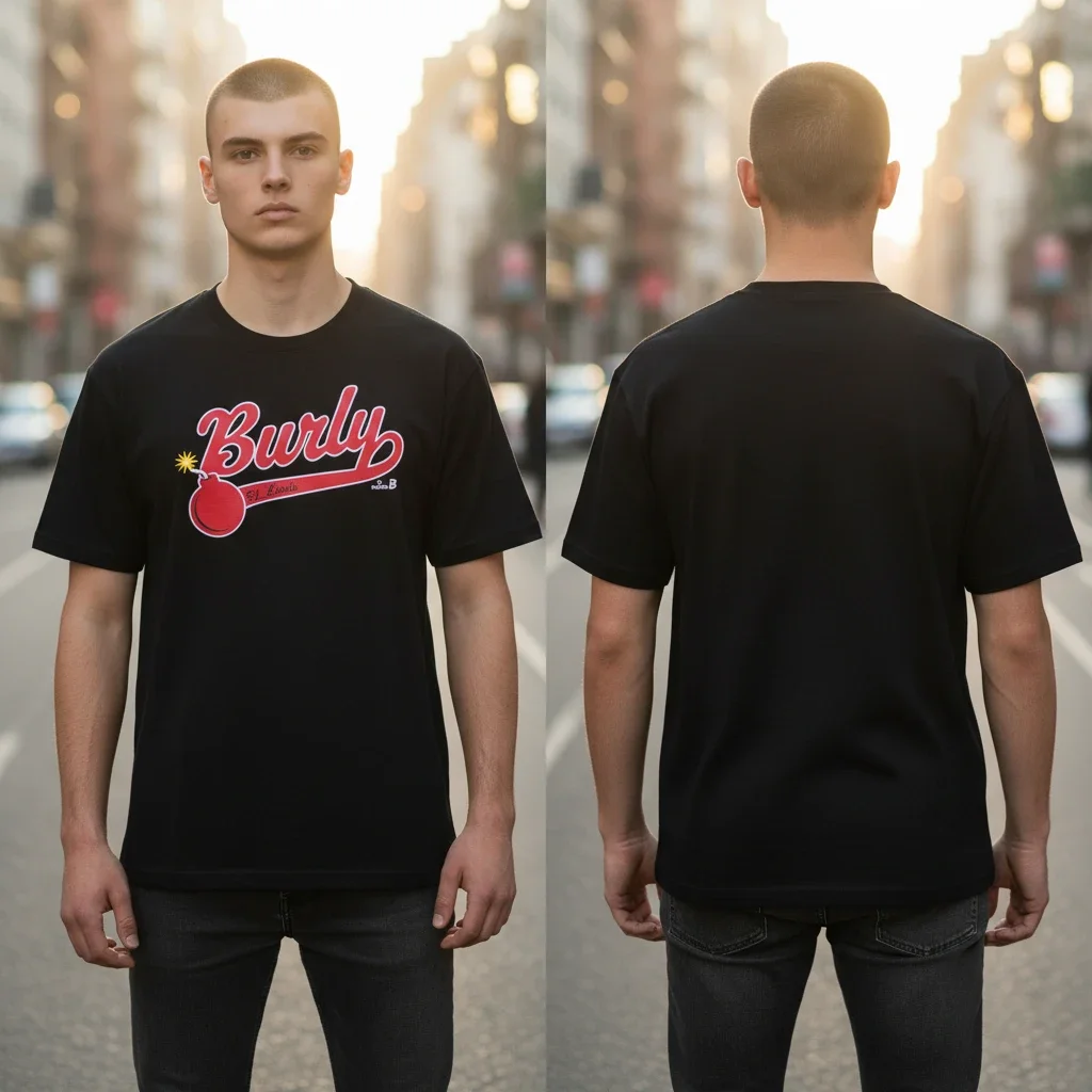 Burly Bomb Graphic Tee Heavyweight Streetwear Cotton Shirt
