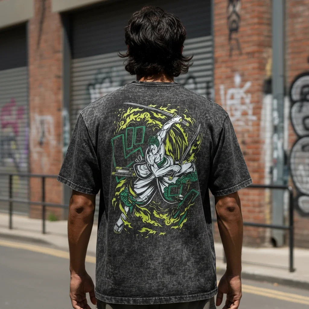 Roronoa Zoro Three-Sword Style Acid Wash Tee