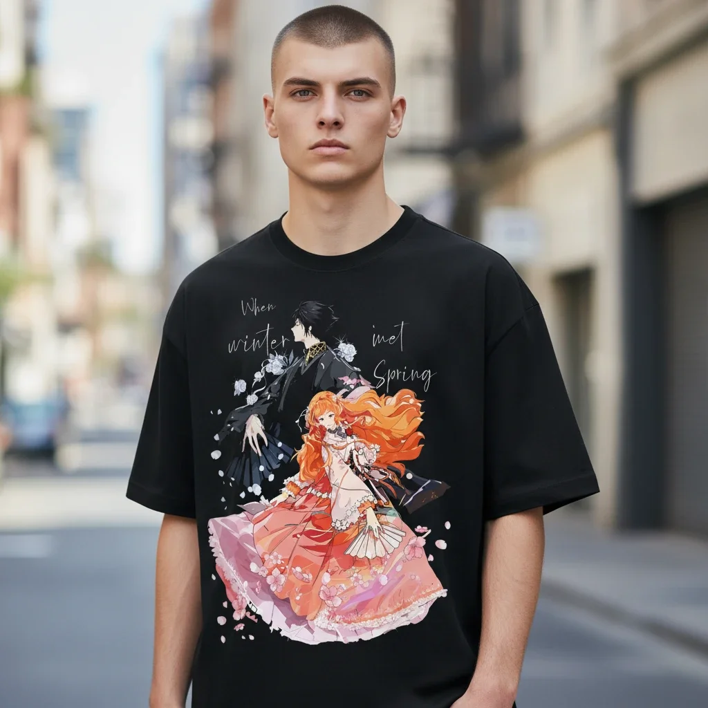 When Winter Met Spring Anime Graphic Tee Fantasy Romance Shirt