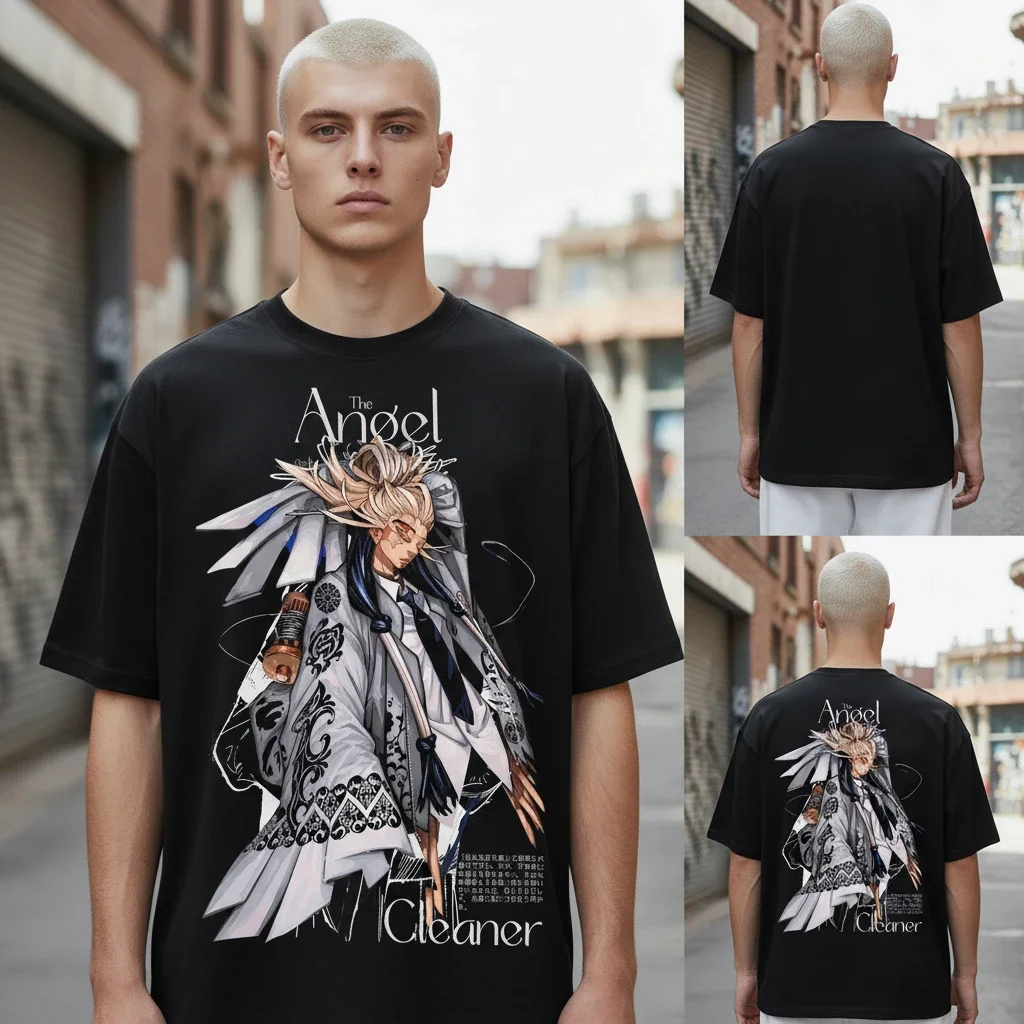 The Angel Cleaner Anime Streetwear Oversized Graphic Tee
