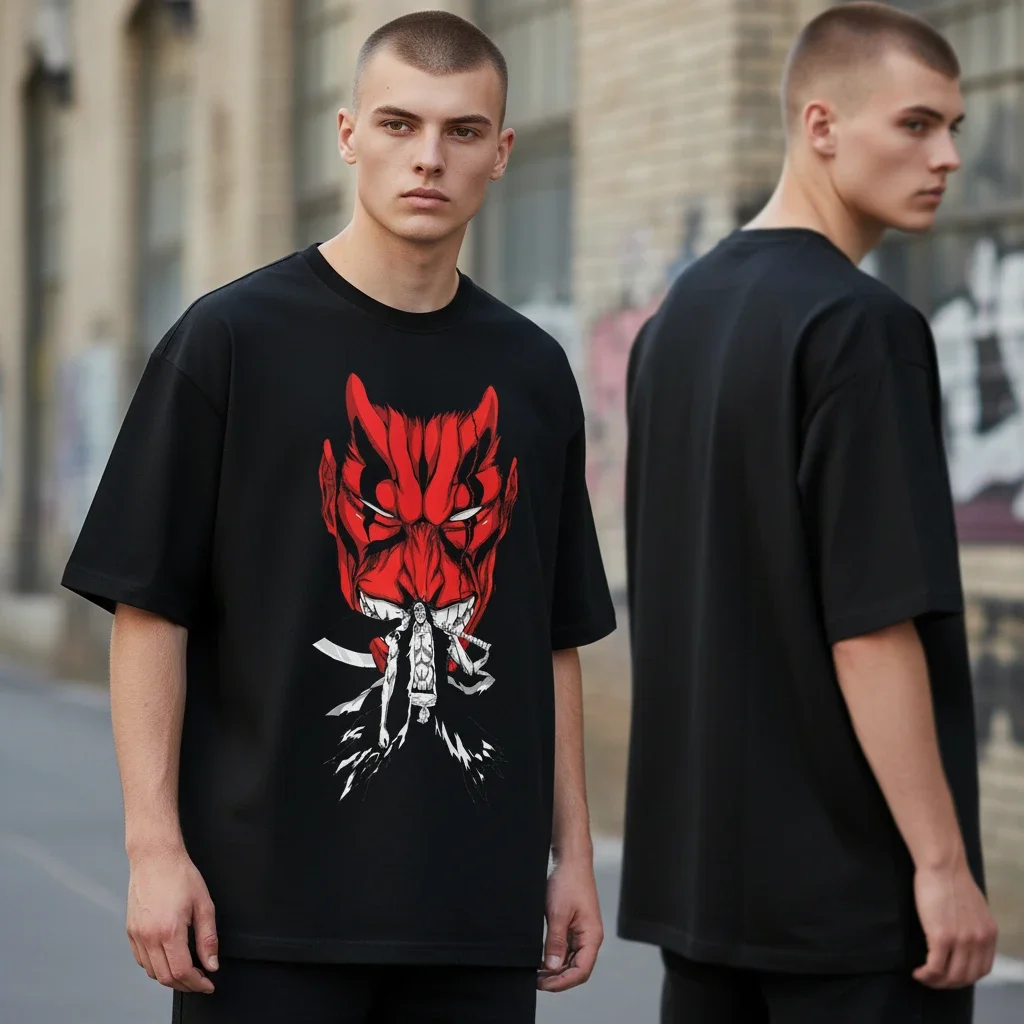 Red Demon Skull Gothic Streetwear Tee