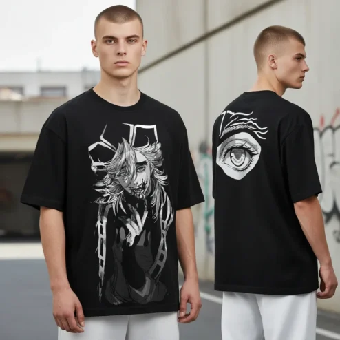 Anime Goth Eye Portrait Tee Dark Manga Streetwear