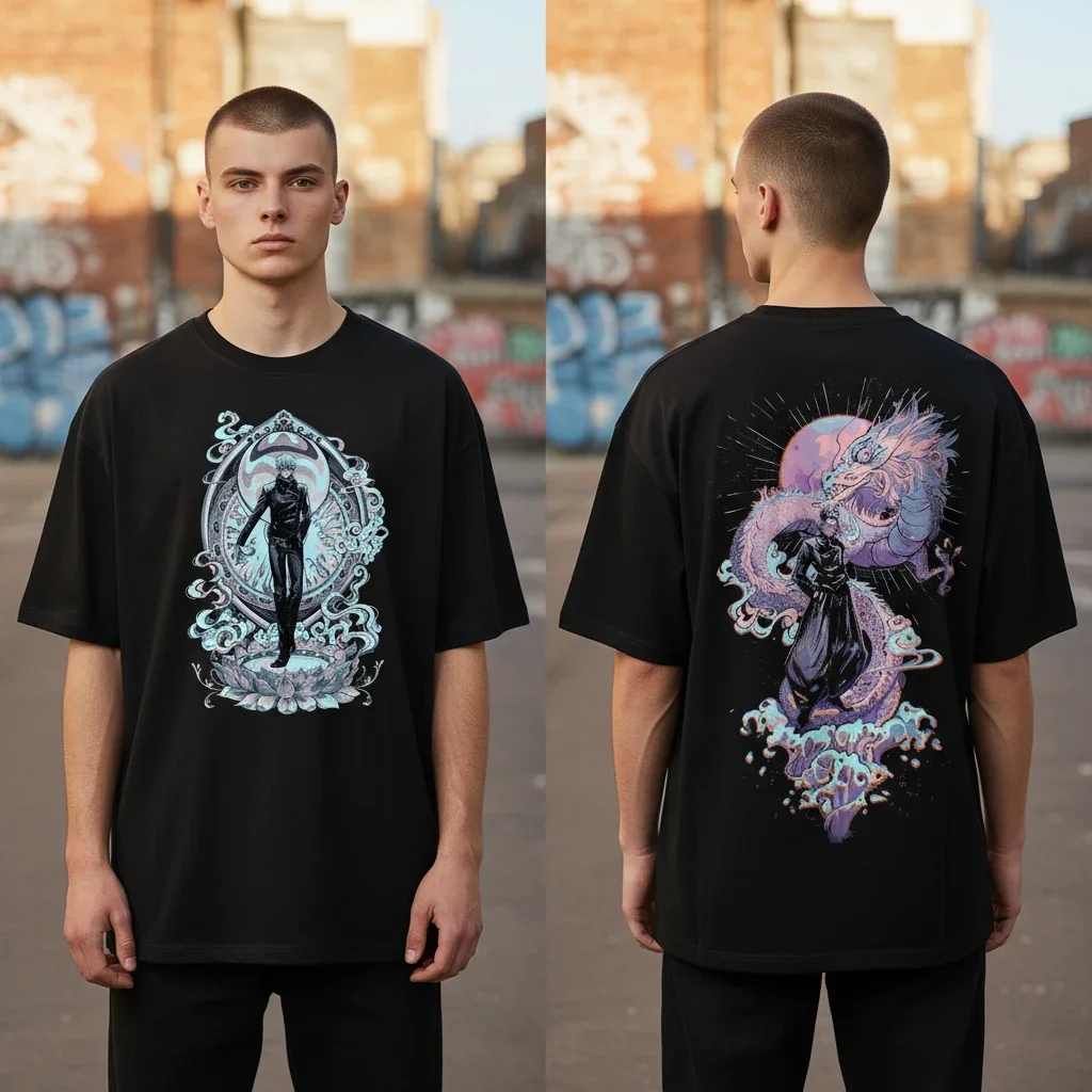 Satoru Gojo Tee Oversized Anime Dragon Graphic Streetwear Shirt