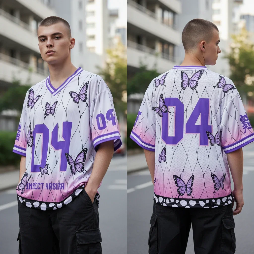 Insect Hashira Custom Baseball Jersey Anime Streetwear Butterfly Shirt