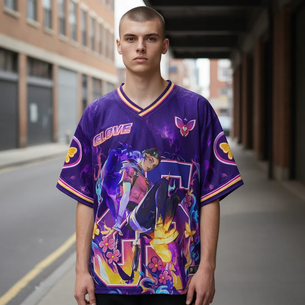 Clove Anime Character V-Neck Jersey Esports Streetwear Top