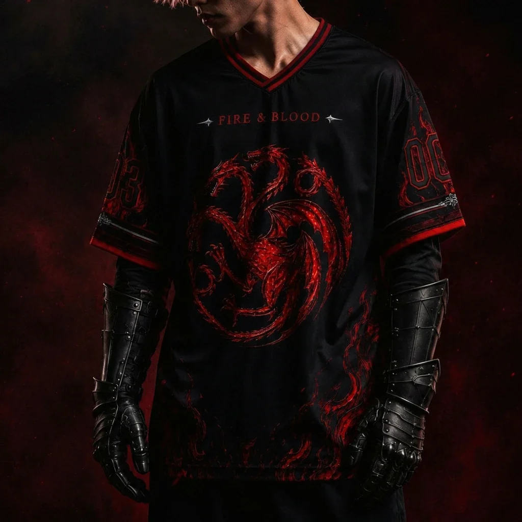 Fire Blood Graphic Tee, Dark Fantasy Dragon Fan Apparel
