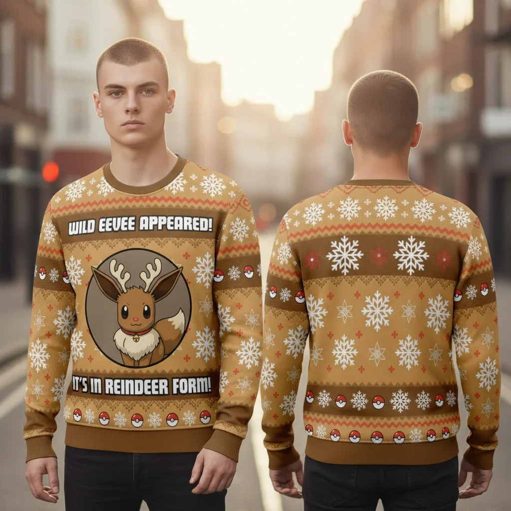 Wild Eevee Appeared Reindeer Form Ugly Christmas Sweater