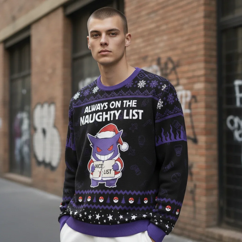 Gengar Always On The Naughty List Ugly Christmas Sweater Gamer Gift