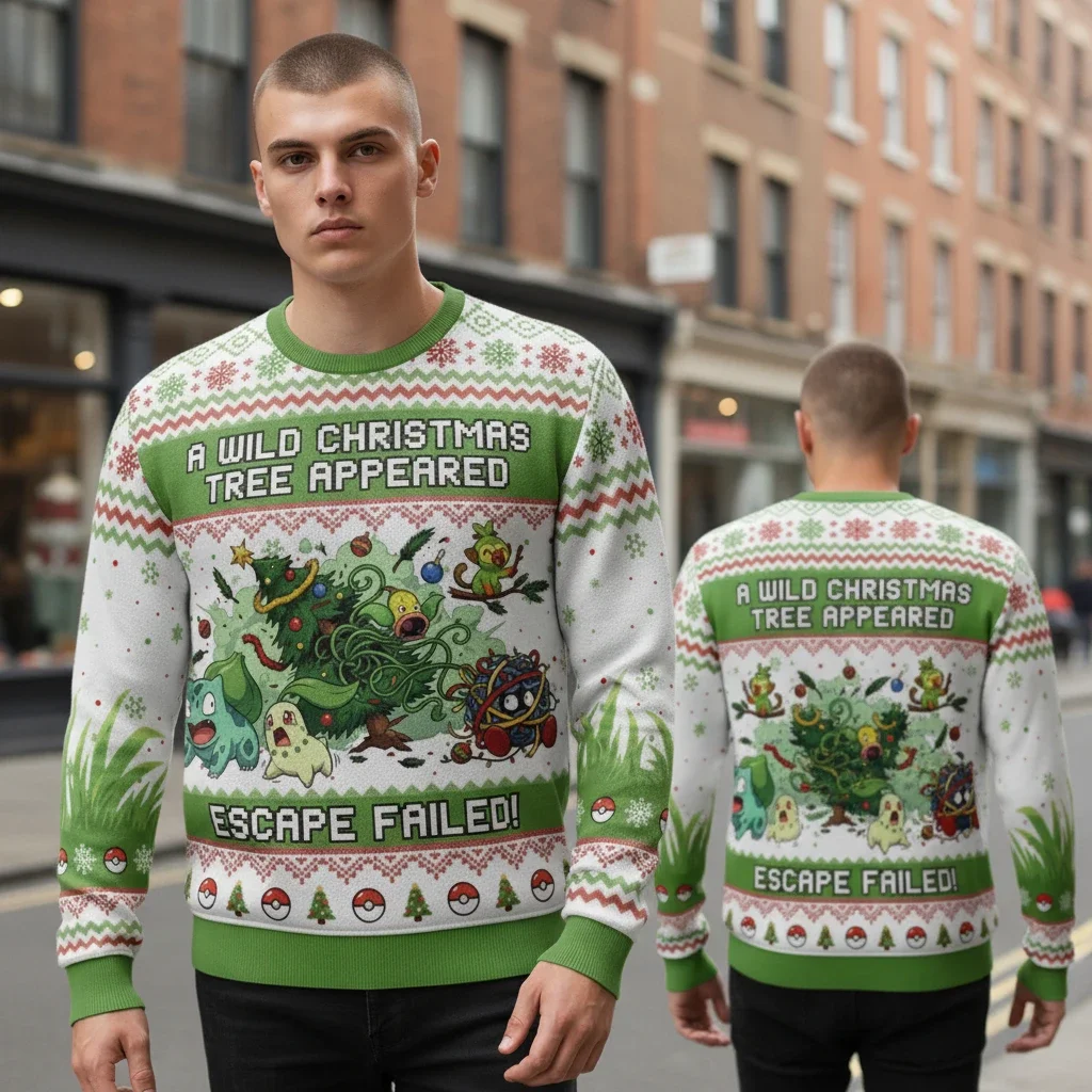 A Wild Christmas Tree Appeared Pokemon Ugly Christmas Sweater