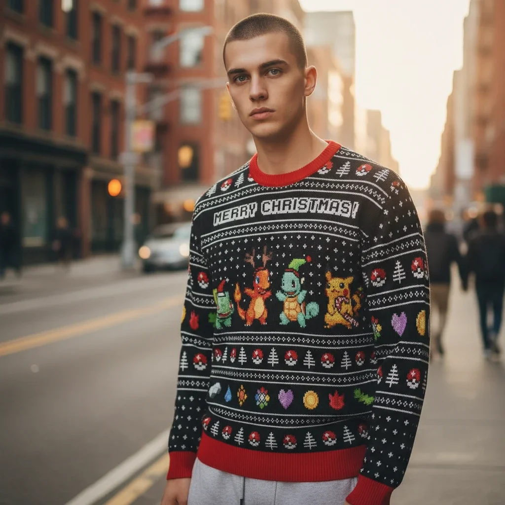 Pokemon Merry Christmas Sweater Ugly Holiday Pullover for Gamers