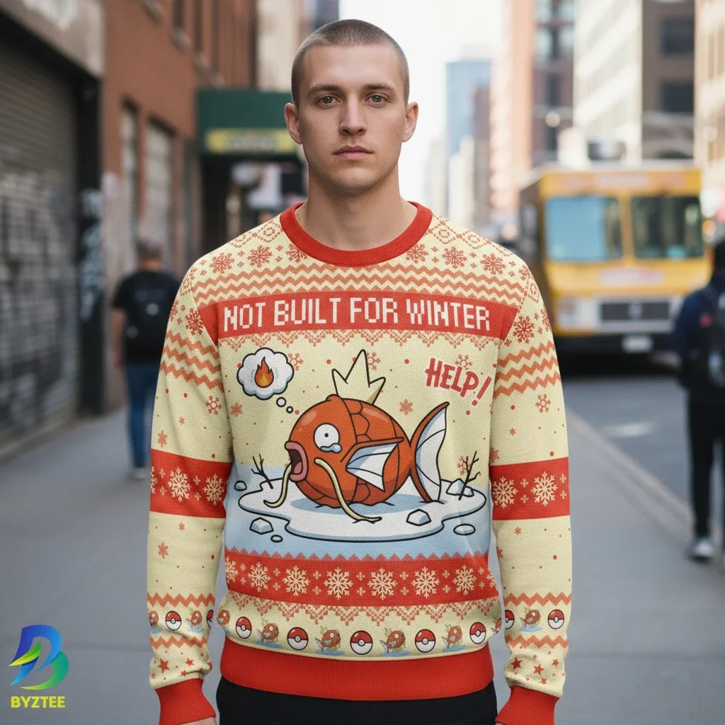 Not Built For Winter Magikarp Ugly Christmas Sweater Funny Gamer Holiday Gift