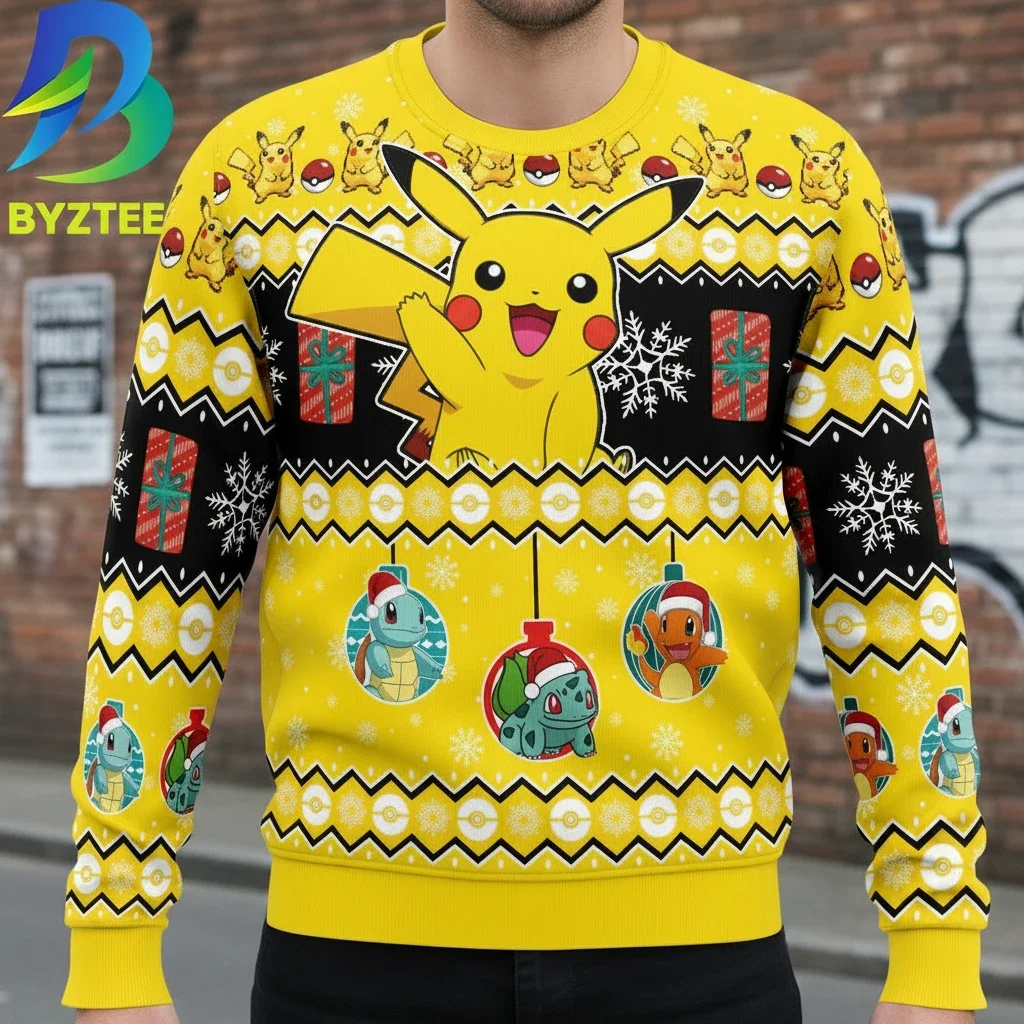 Pikachu Charmander Squirtle Bulbasaur Ugly Christmas Sweater