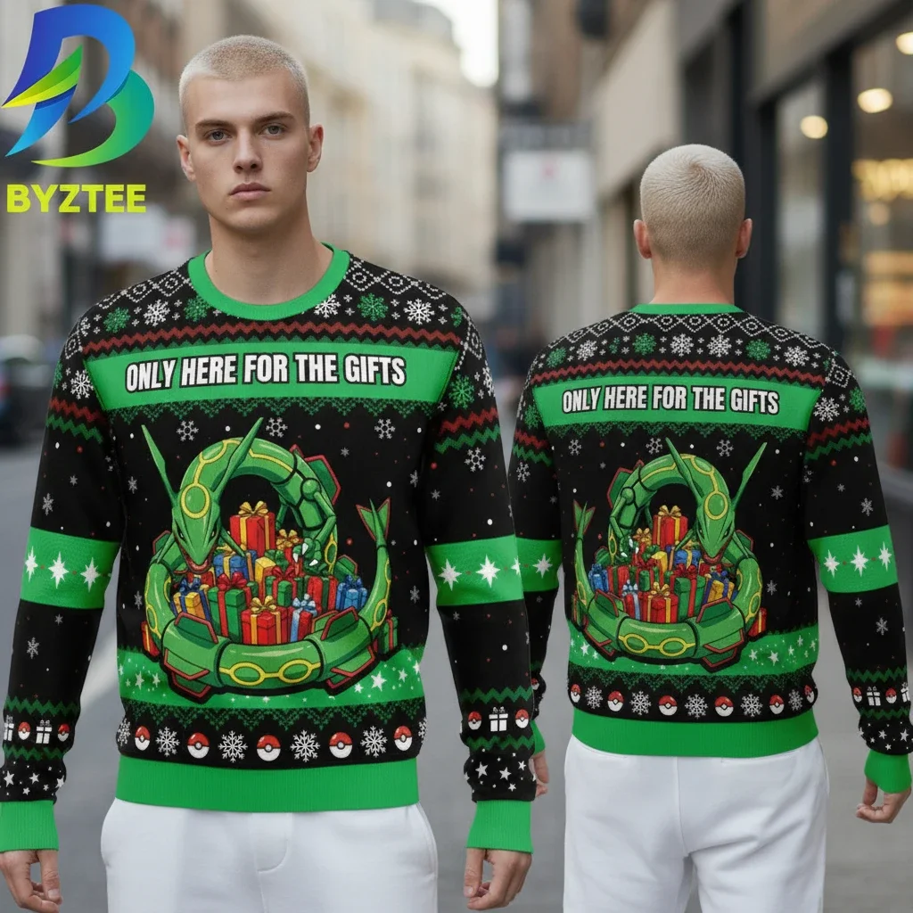 Only Here for the Gifts Rayquaza Funny Christmas Sweater