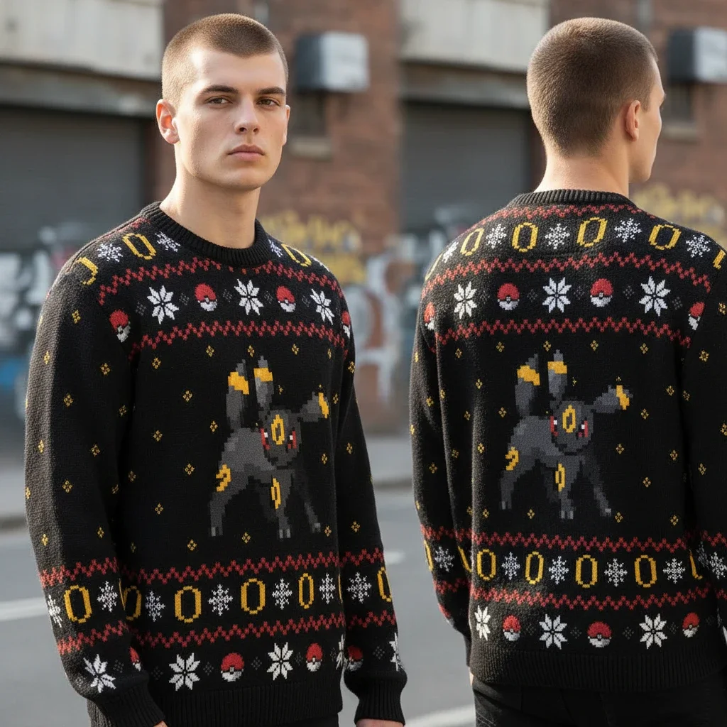 Umbreon Sweater Pixel Art Pokemon Ugly Christmas Knit