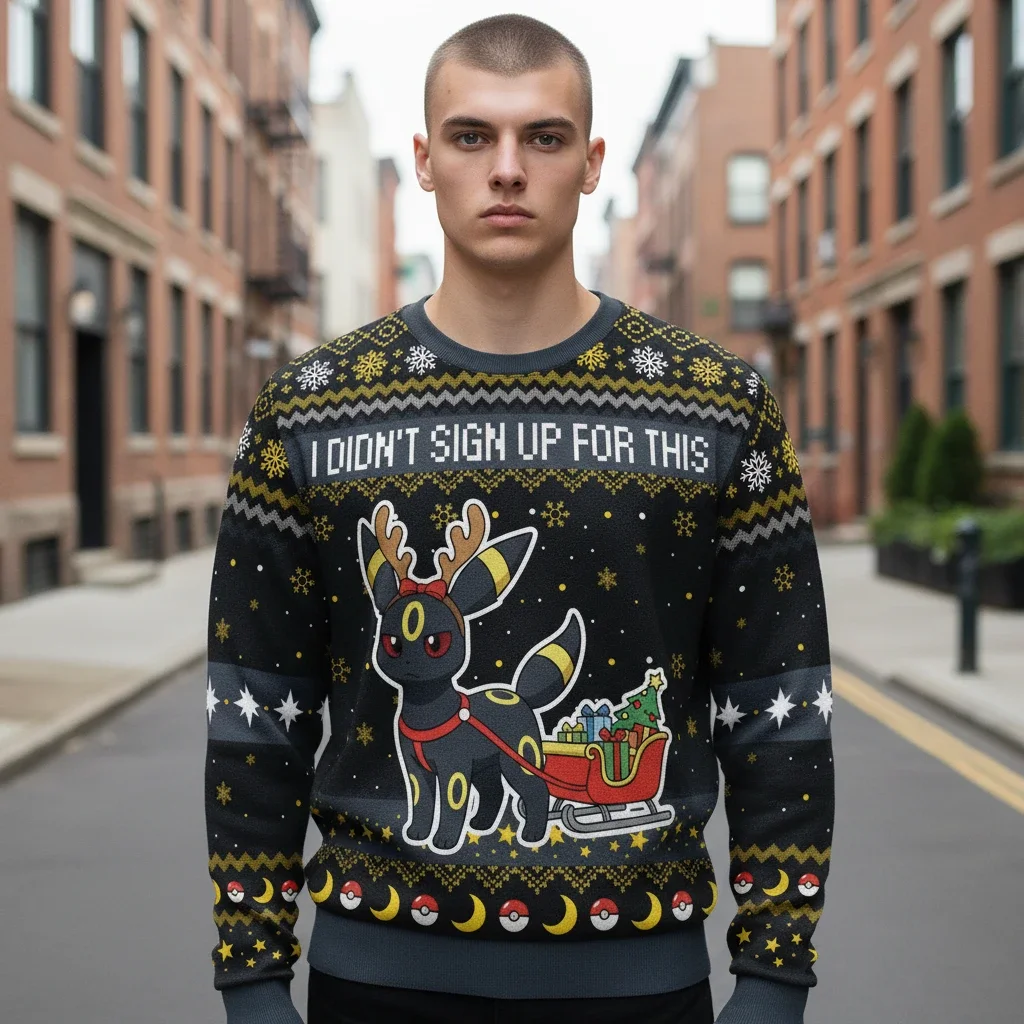I Didn't Sign Up For This Umbreon Ugly Christmas Sweater Funny Holiday Pullover