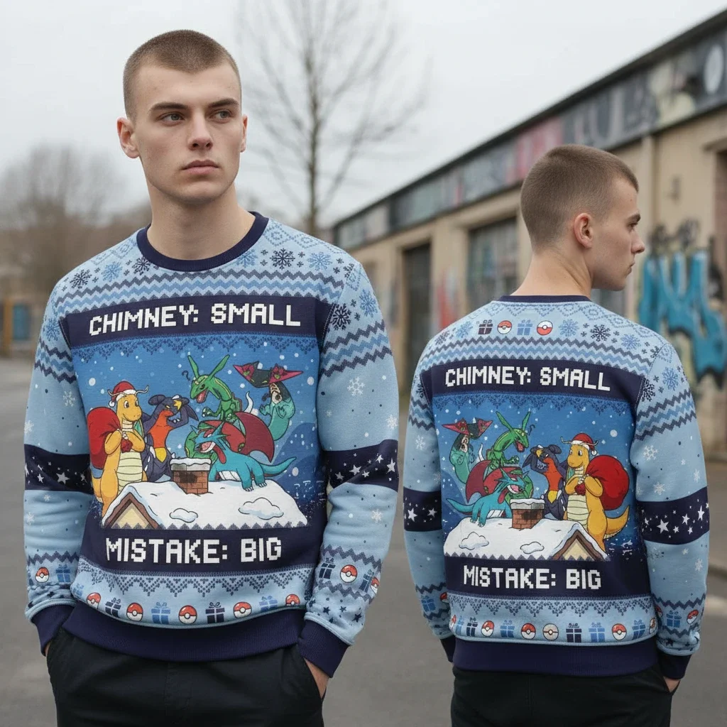 Chimney Small Mistake Big Funny Ugly Christmas Sweatshirt Holiday Dragon Graphic Pullover