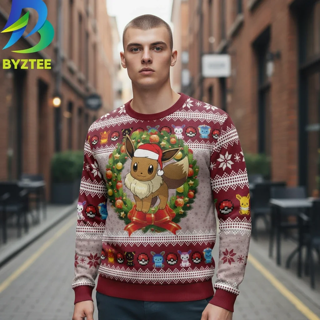Eevee Christmas Sweater Pokémon Holiday Ugly Sweater for Men and Women