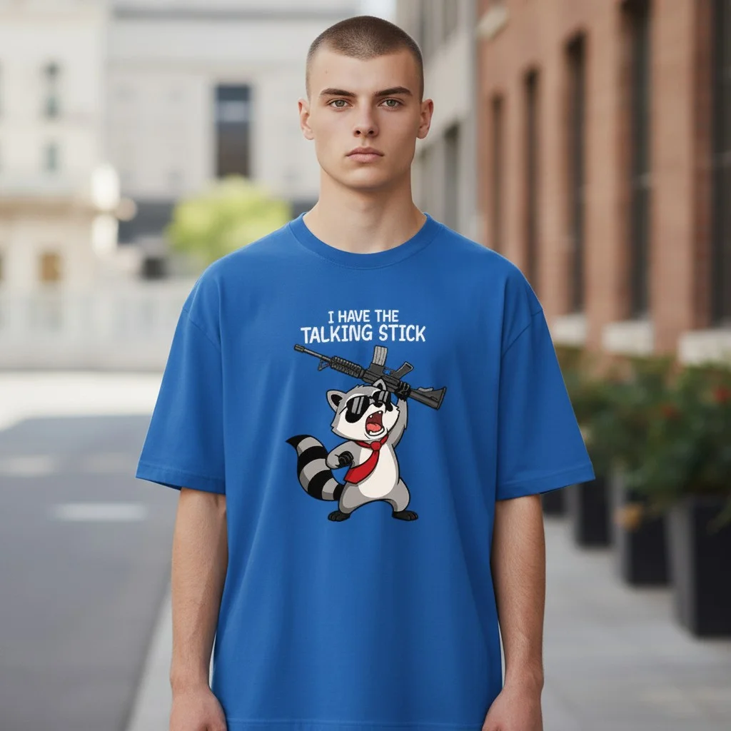 I Have The Talking Stick Raccoon Meme Tee for Men