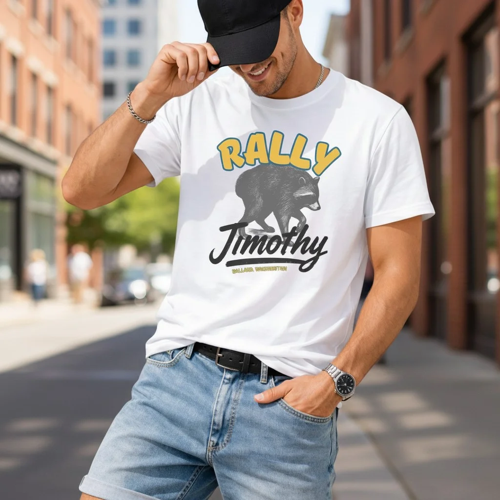 Personalized Rally Raccoon Custom Name Tee Retro Animal Shirt
