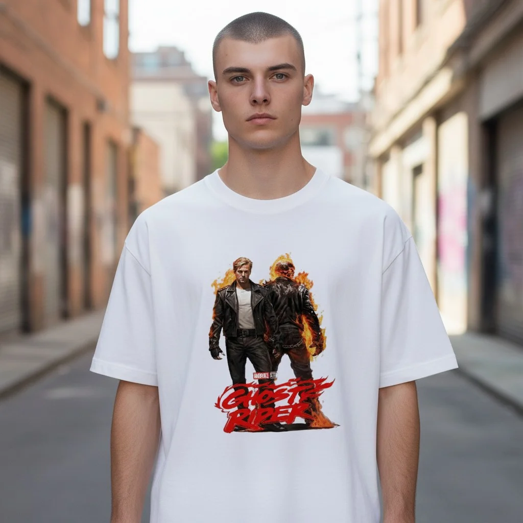 Ghost Rider Graphic Tee Vintage Comic Flaming Skull Shirt