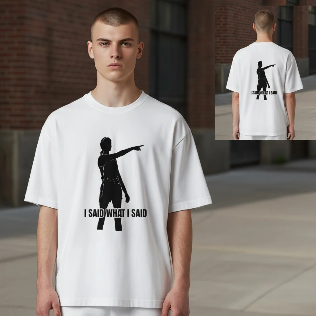 I Said What I Said Tee Bold Basketball Player Silhouette Statement Graphic Shirt