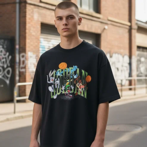 Jordan Looney Tunes Graphic Tee Space Jam Style Retro Basketball Shirt