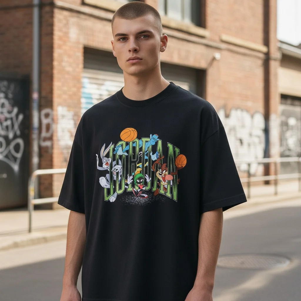 Jordan Looney Tunes Graphic Tee Space Jam Style Retro Basketball Shirt