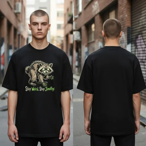 Jimothy Raccoon Stay Weird Viral Meme Tee