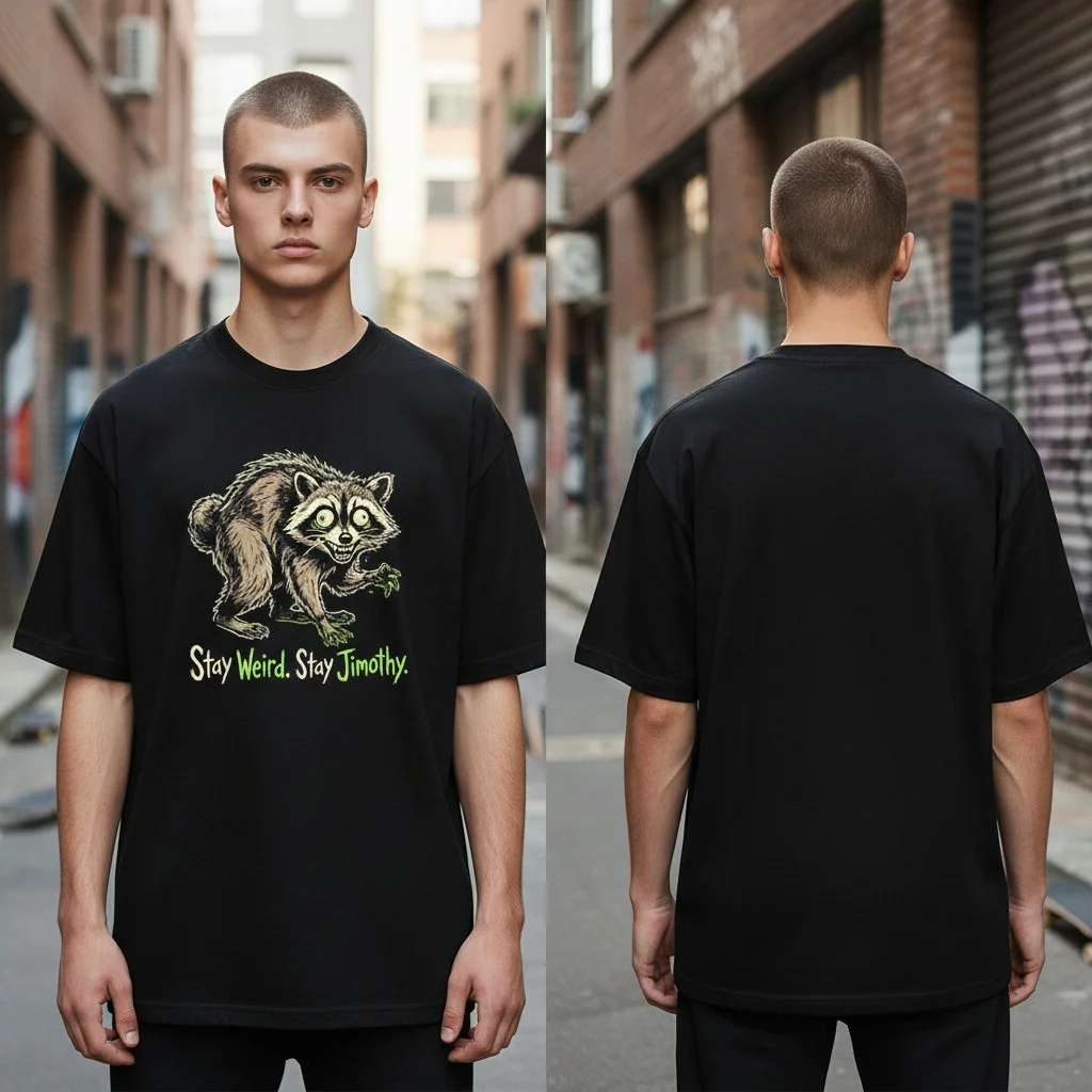 Jimothy Raccoon Stay Weird Viral Meme Tee